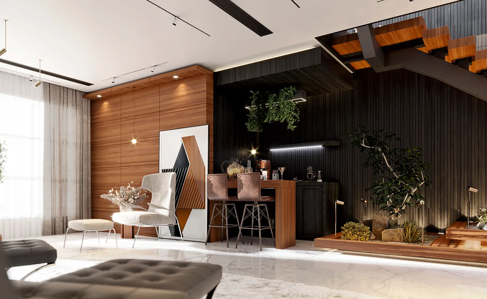 Modern interior design project in Istanbul – residential living room