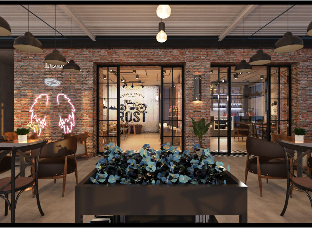 Industrial Style Cafe Interior Design