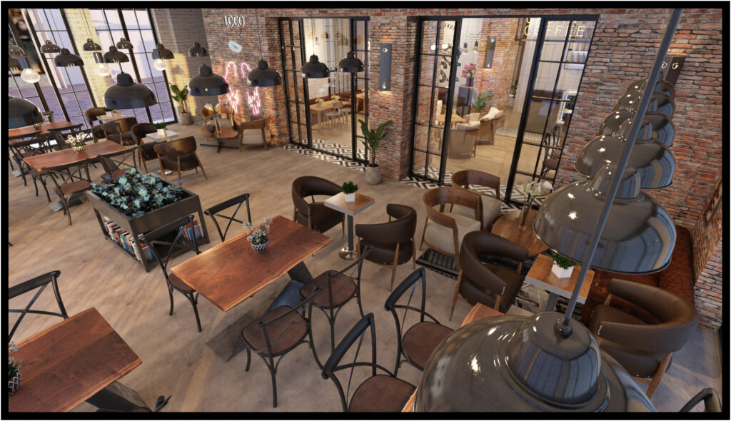 Industrial Style Cafe Interior Design