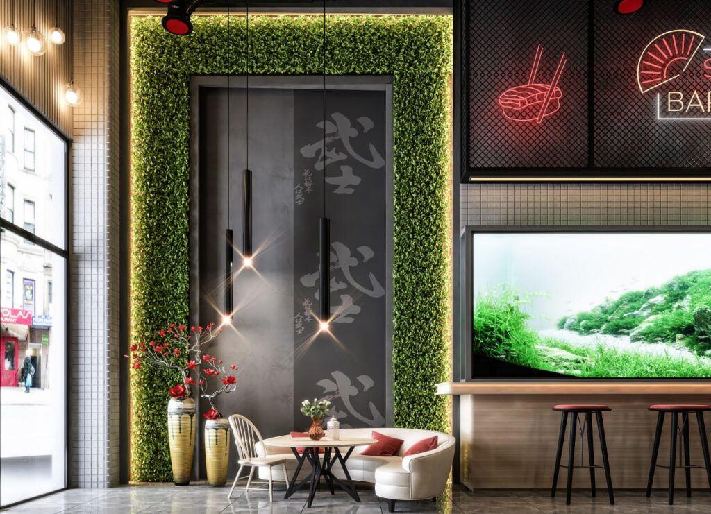 Industrial sushi restaurant interior design in Istanbul Başakşehir