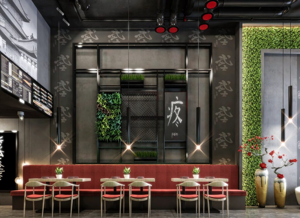 Industrial sushi restaurant interior design in Istanbul Başakşehir