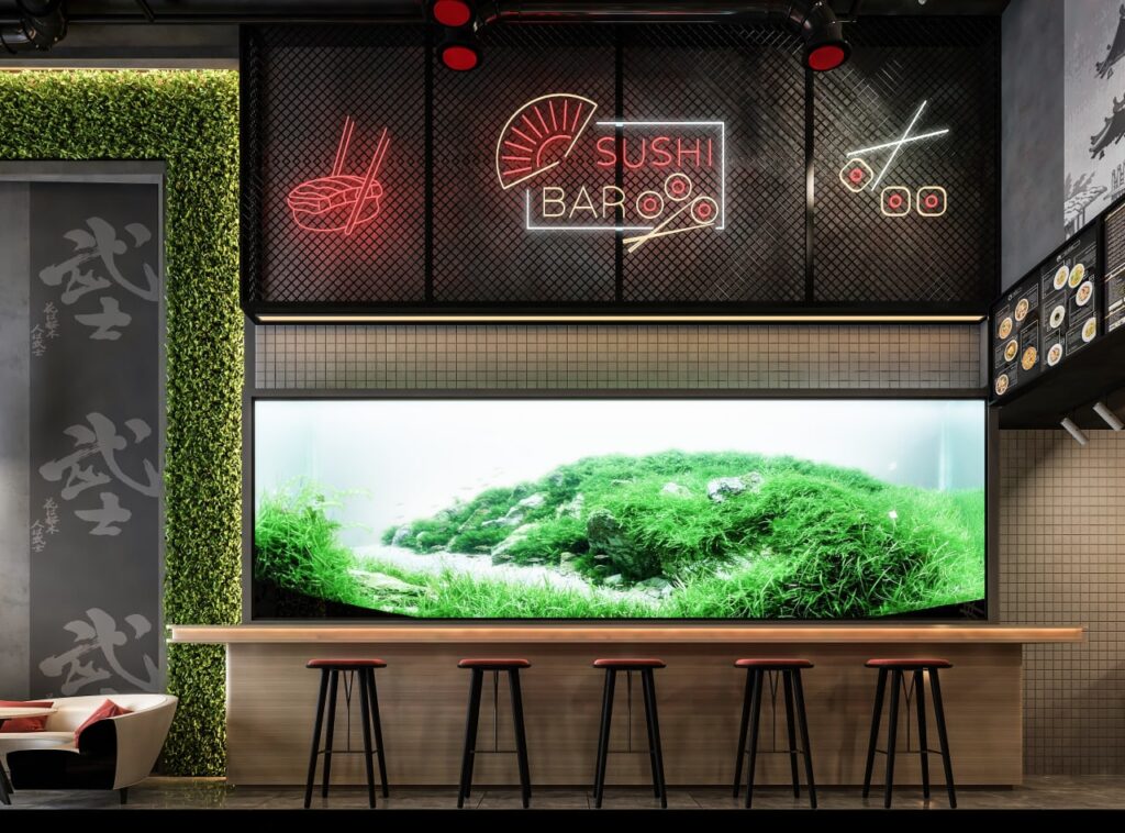 Industrial sushi restaurant interior design in Istanbul Başakşehir