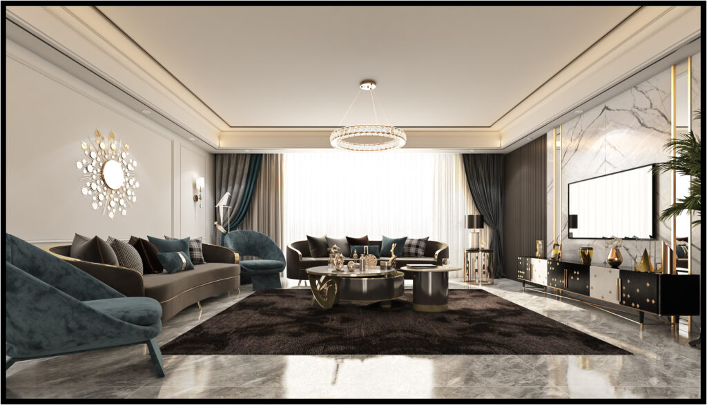 Luxury Neo-Classical Villa Living Room Design