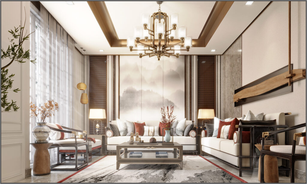 Japanese Style Villa Living Room Design