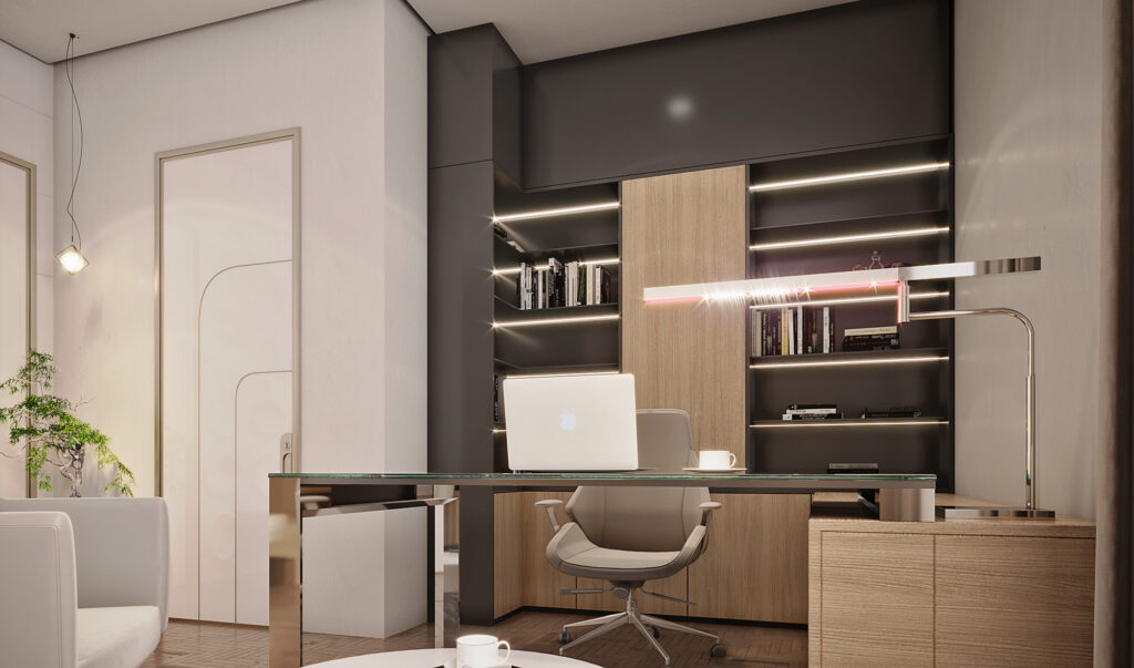 villa private office interior design in istanbul