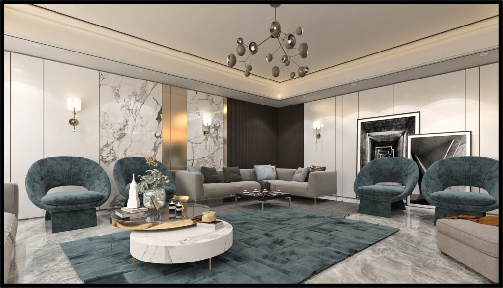 Luxury Neo-Classical Villa Living Room Design