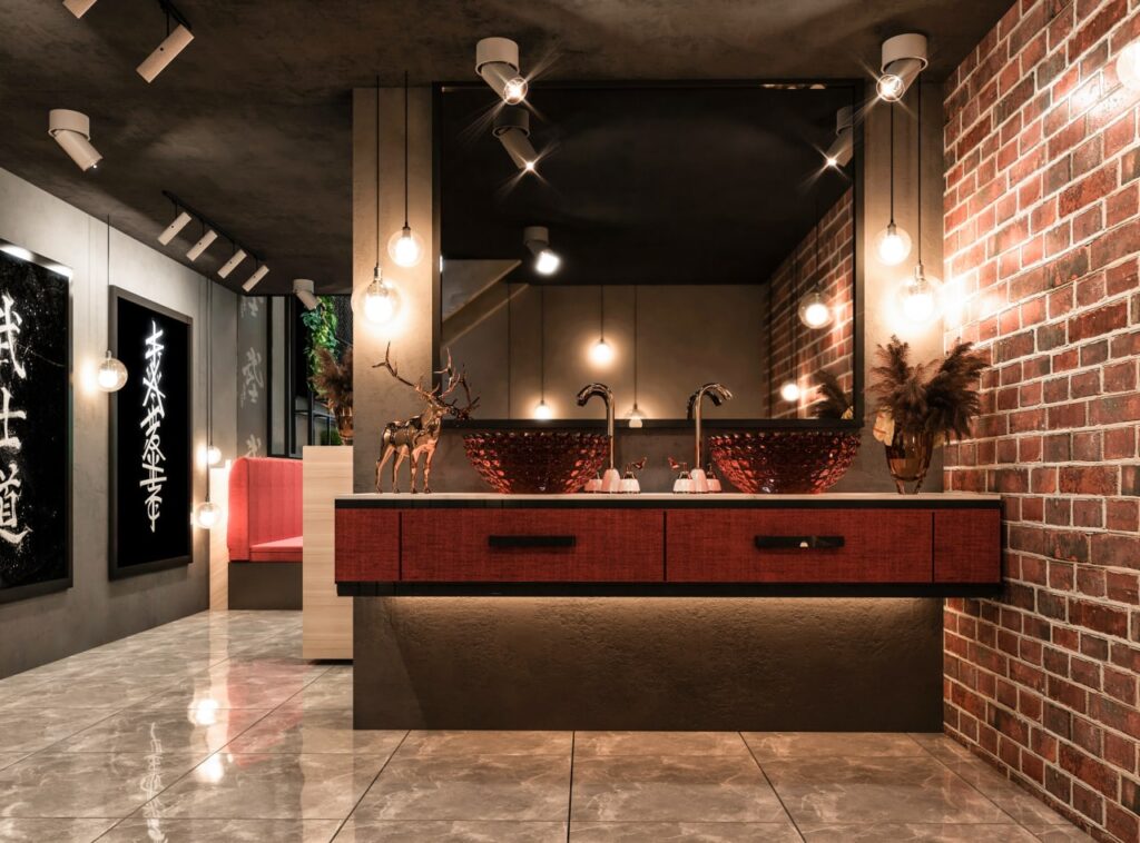 Industrial sushi restaurant interior design in Istanbul Başakşehir