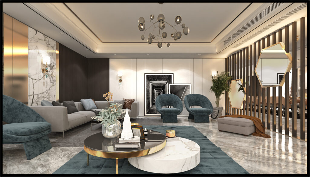 Luxury Neo-Classical Villa Living Room Design