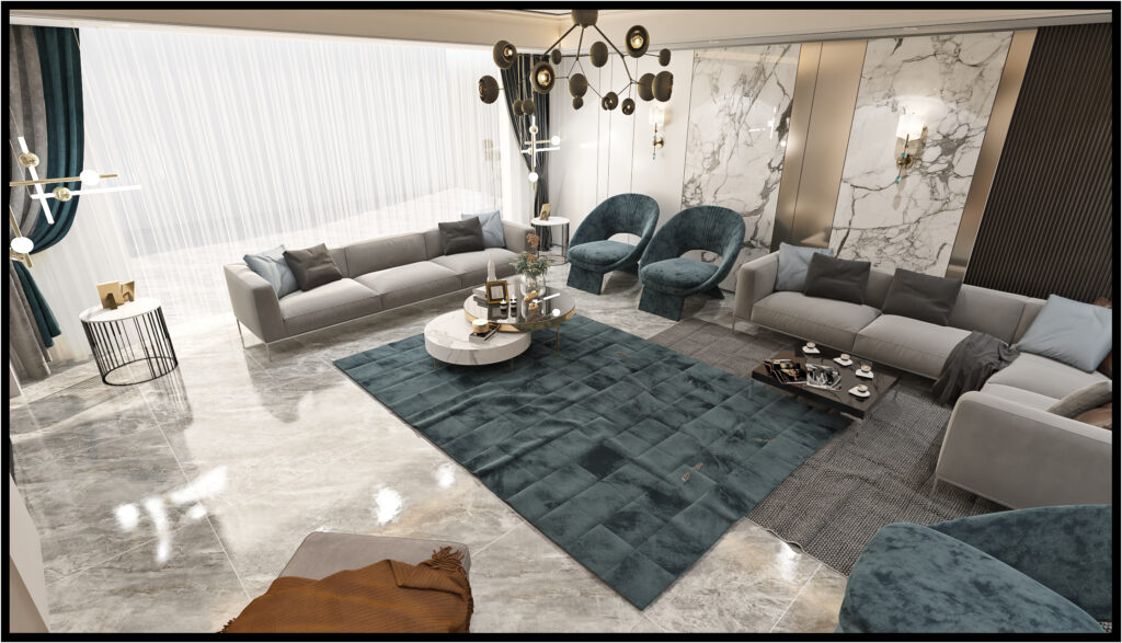 Luxury Neo-Classical Villa Living Room Design