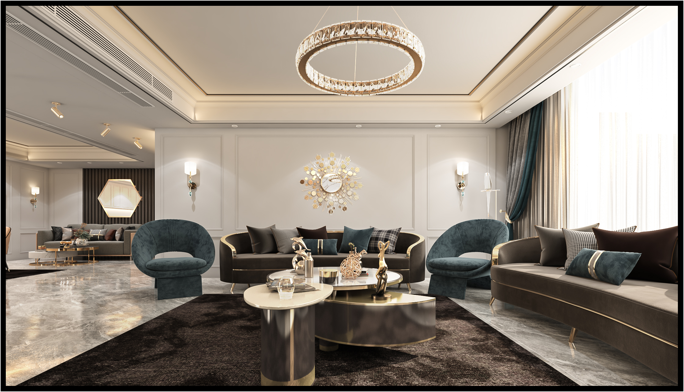 Luxury Neo-Classical Villa Living Room Design