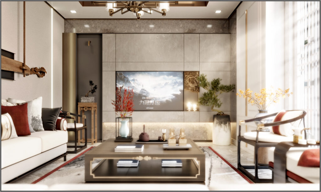 Japanese Style Villa Living Room Design