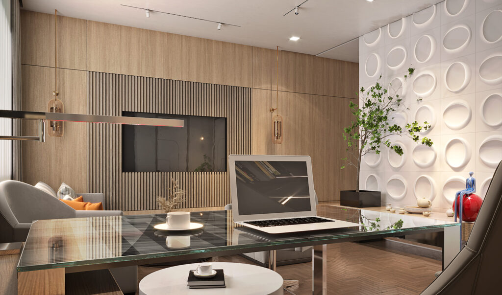 villa private office interior design in istanbul