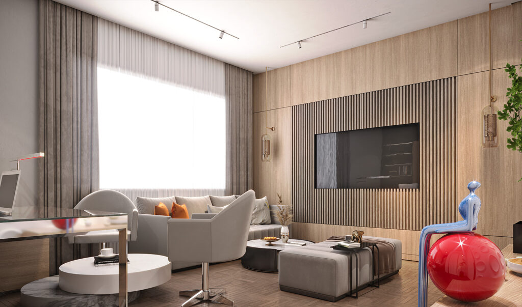 villa private office interior design in istanbul