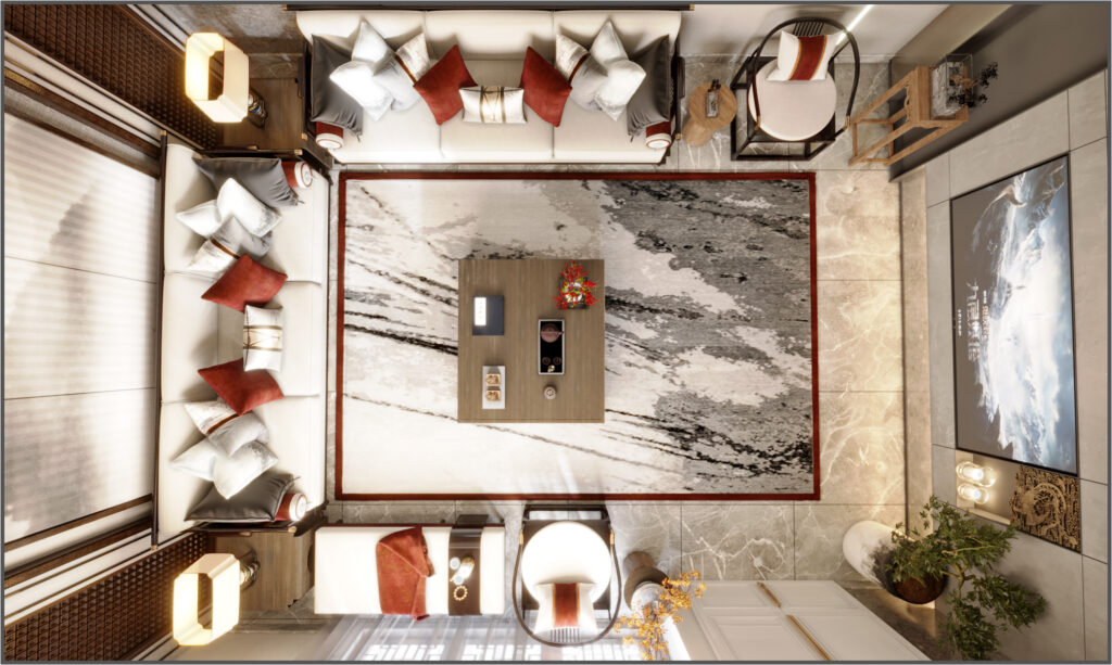 Japanese Style Villa Living Room Design