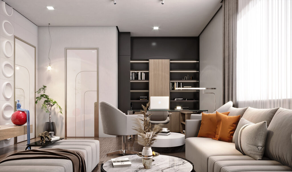 villa private office interior design in istanbul