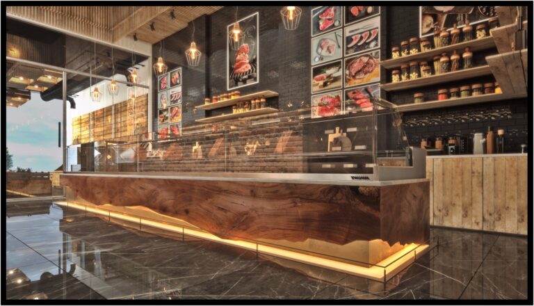 Butcher Shop & Meat Restaurant – Interior Design (3D Design)